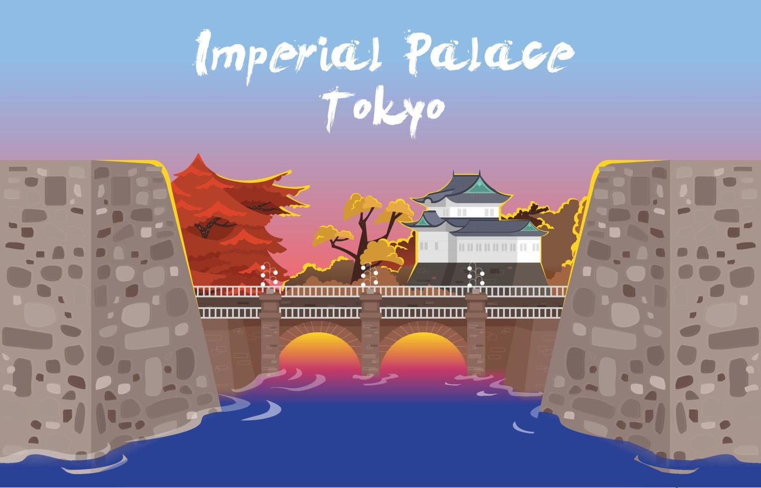 Tokyo Imperial Palace Vector Illustration