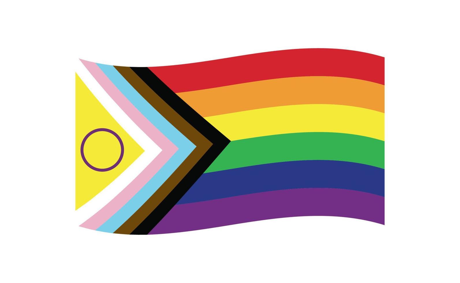 New Updated LGBTQ Pride Flag Vector. Intersex Inclusive Progress Pride Flag. Banner Flag for LGBT, or LGBTQIA Pride. vector