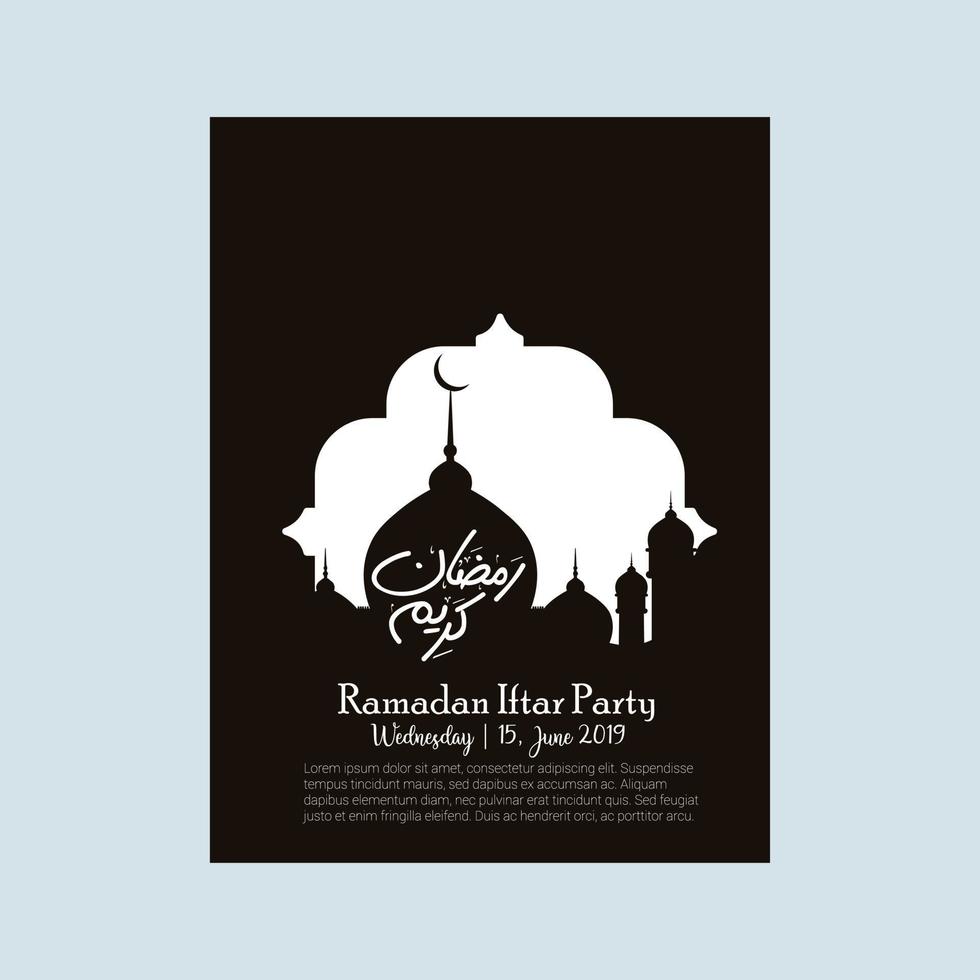 diseño de fondo de diseño frontal de mezquita para tarjeta de felicitación de inspiración musulmana ramadan kareem vector