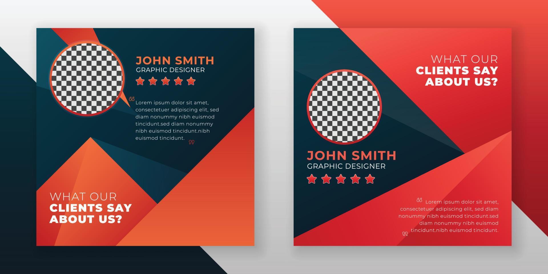 Customer feedback and client testimonial web banner social media flyer rating quote design template vector