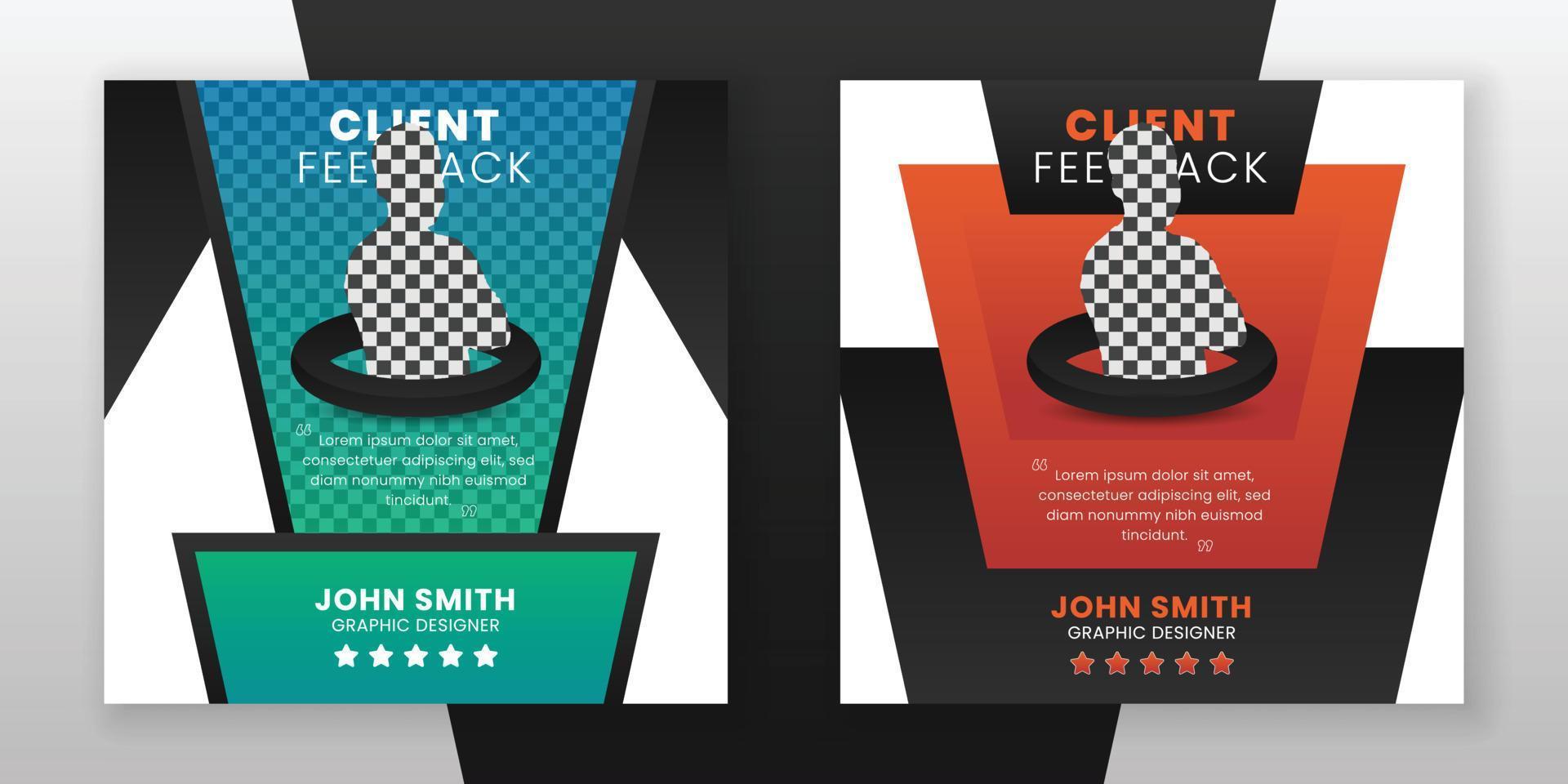 Customer feedback and client testimonial web banner social media flyer rating quote design template vector