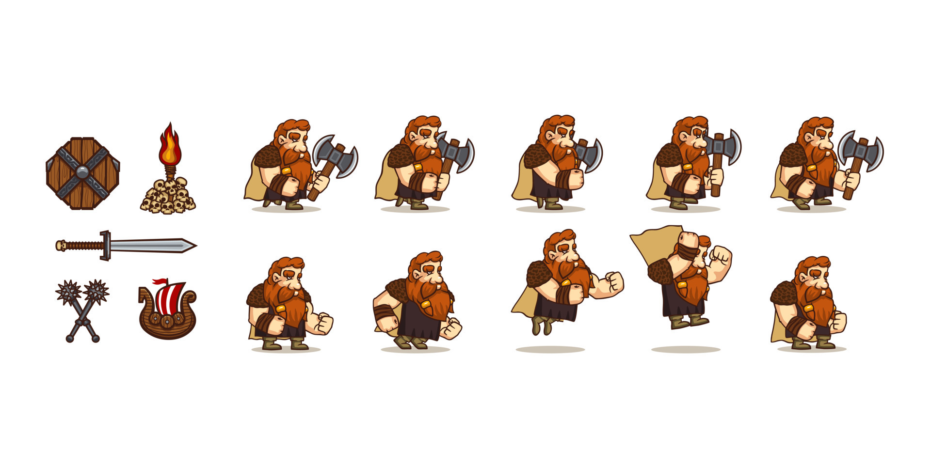 Game character viking walk and jump cycle sequence 13224189 Vector Art at Vecteezy
