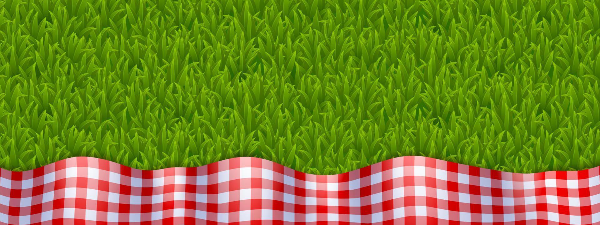 Banner with gingham tablecloth top view design vector