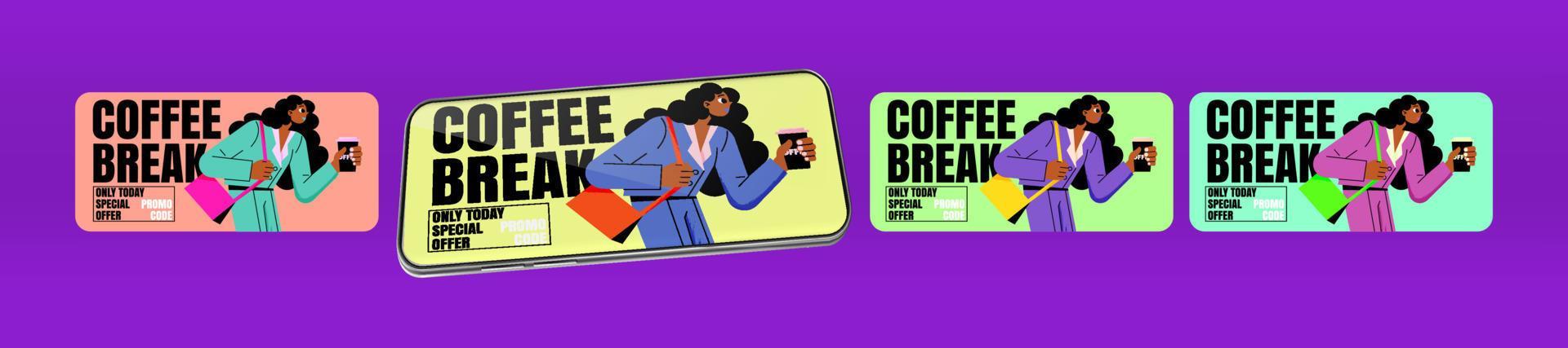 Coffee break posters, special offer banners 13224216 Vector Art at Vecteezy