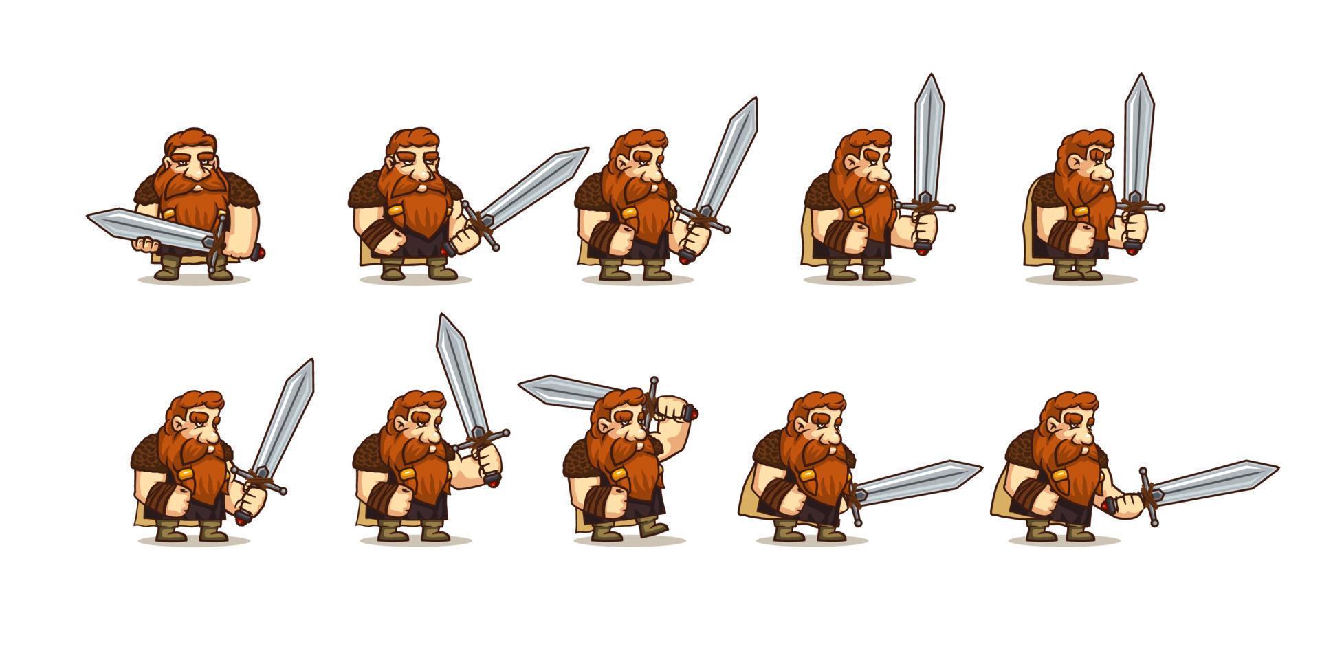 conjunto de iconos de juego secuencia de ciclo de caminata vikinga vector