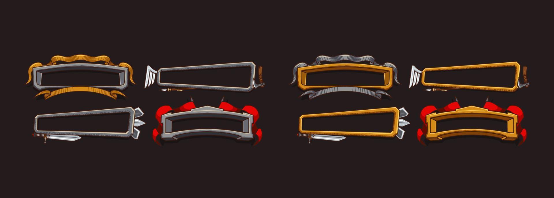 Fantasy frames with medieval weapon for rpg game vector