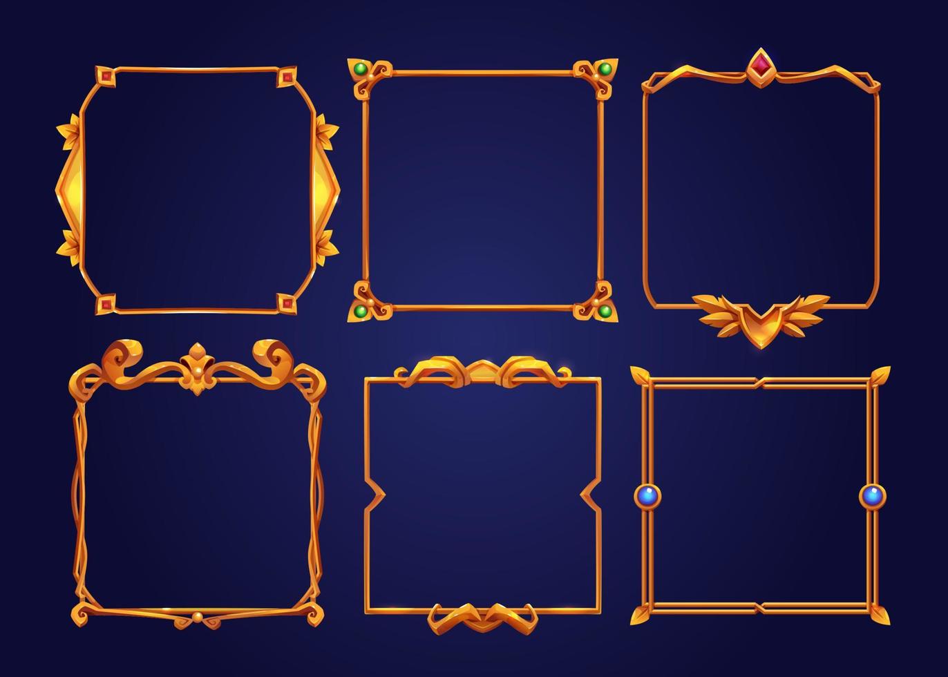 Vintage square golden frames for rpg game 13224379 Vector Art at Vecteezy