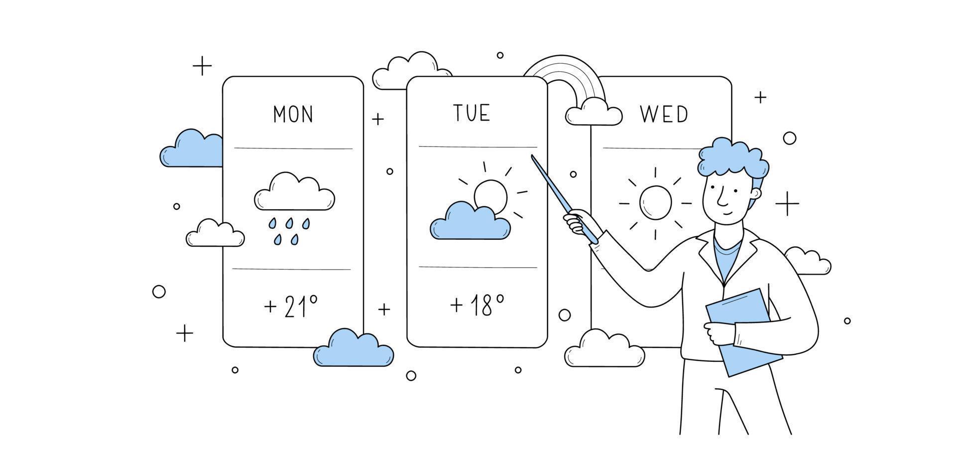 informe meteorológico, concepto de pronóstico del tiempo vector