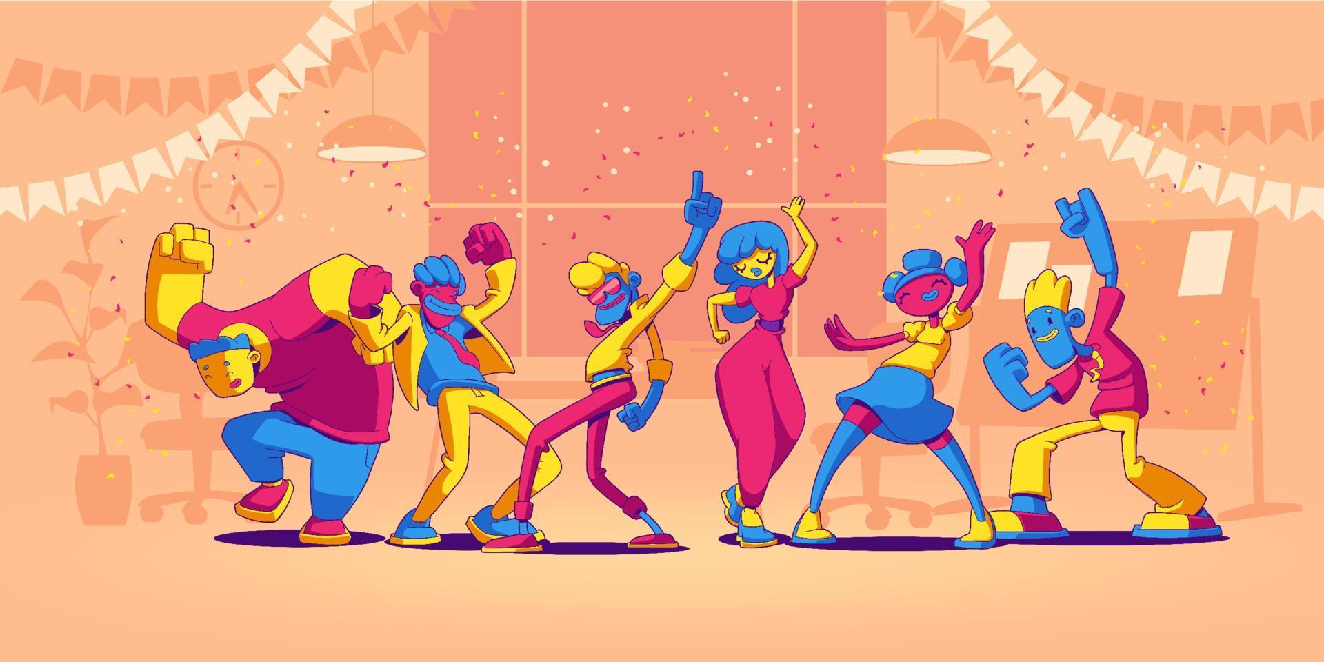 People dance and have fun on office party vector