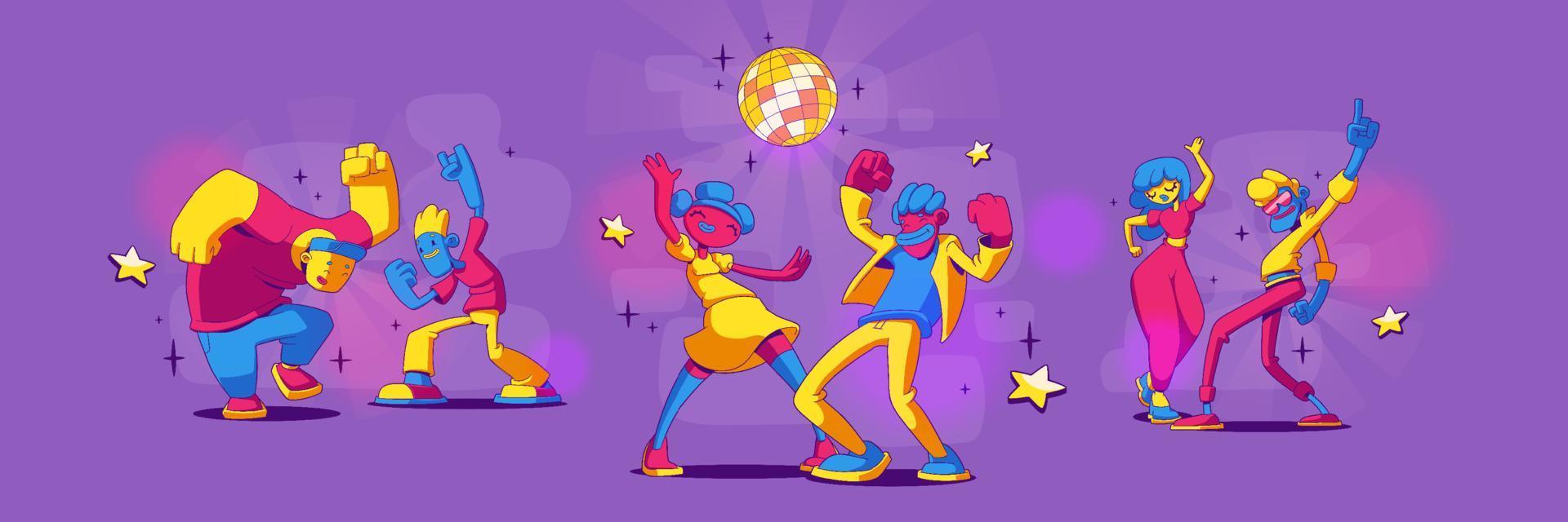 People dance and have fun disco party, contemporary vector