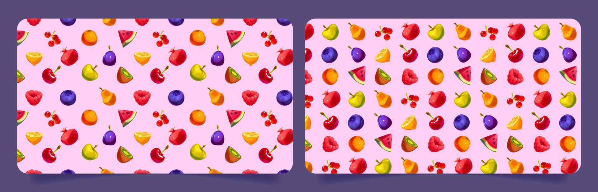 plantilla de banners con patrón de frutas y bayas vector