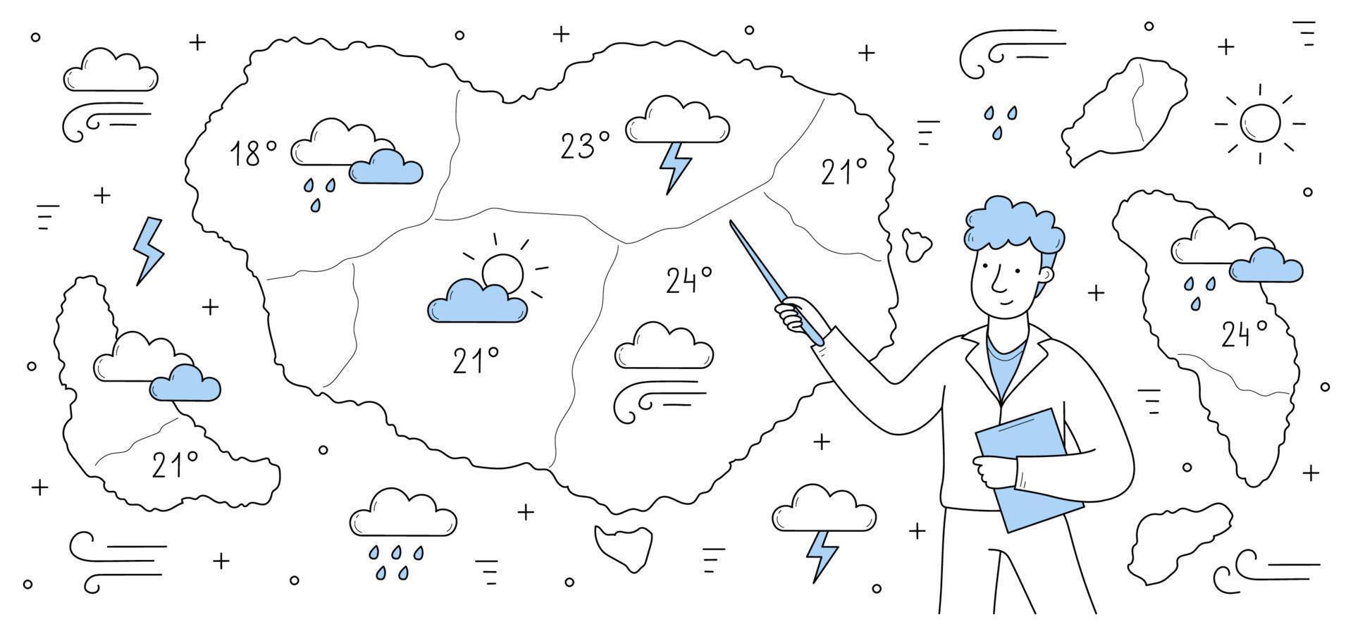 Meteorological report, weather forecast concept vector