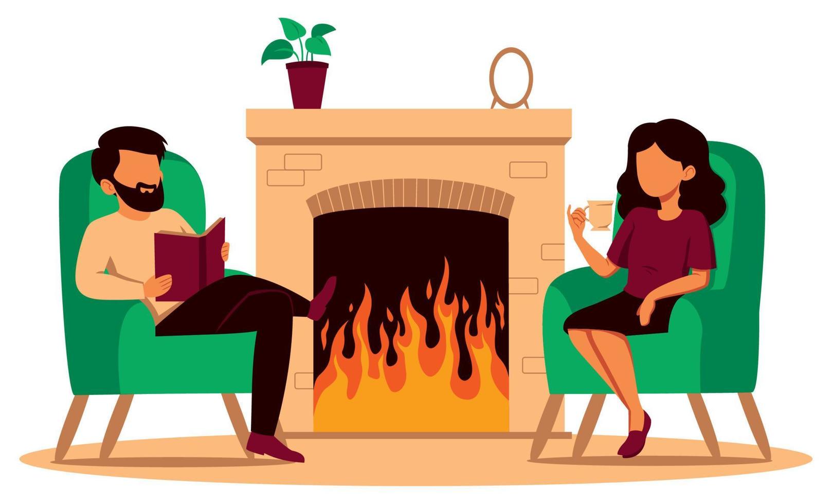 Resting at Home Flat Design vector