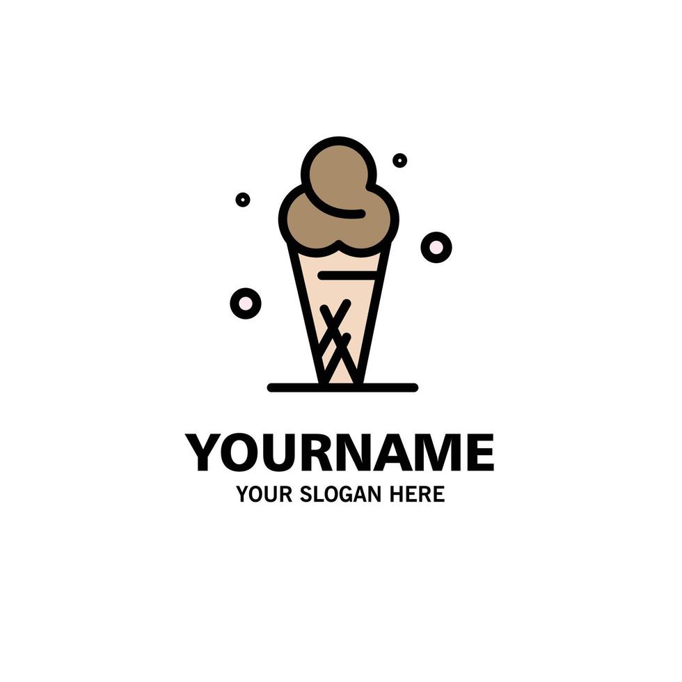 helado crema cono de hielo plantilla de logotipo de empresa color plano vector