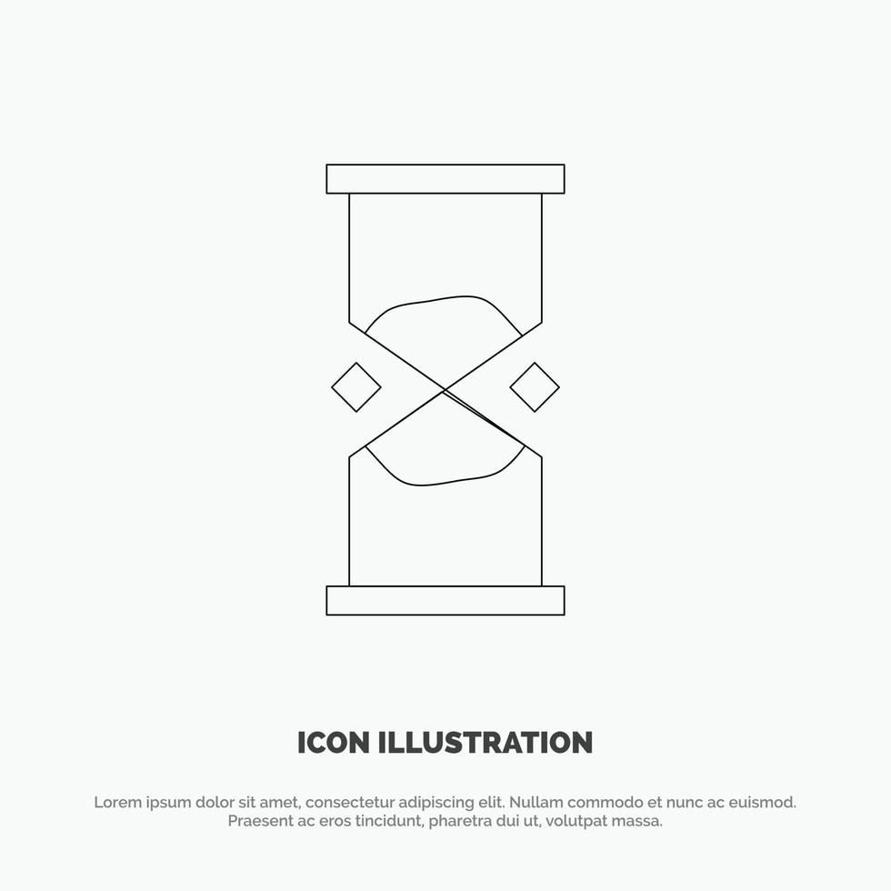 Hourglass Time Timer Watch Sand Line Icon Vector