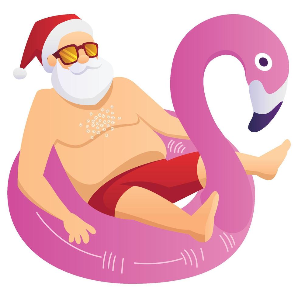 Santa On Swimming Ring vector
