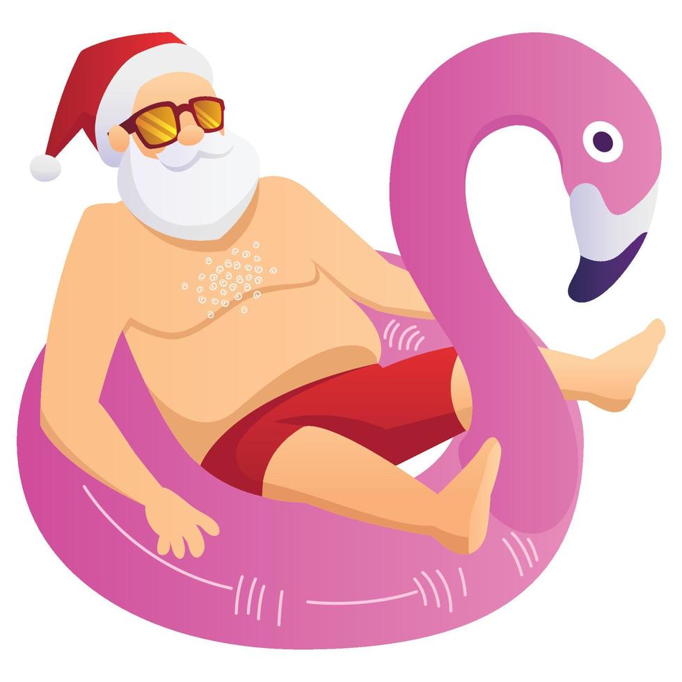 santa en anillo de natación vector