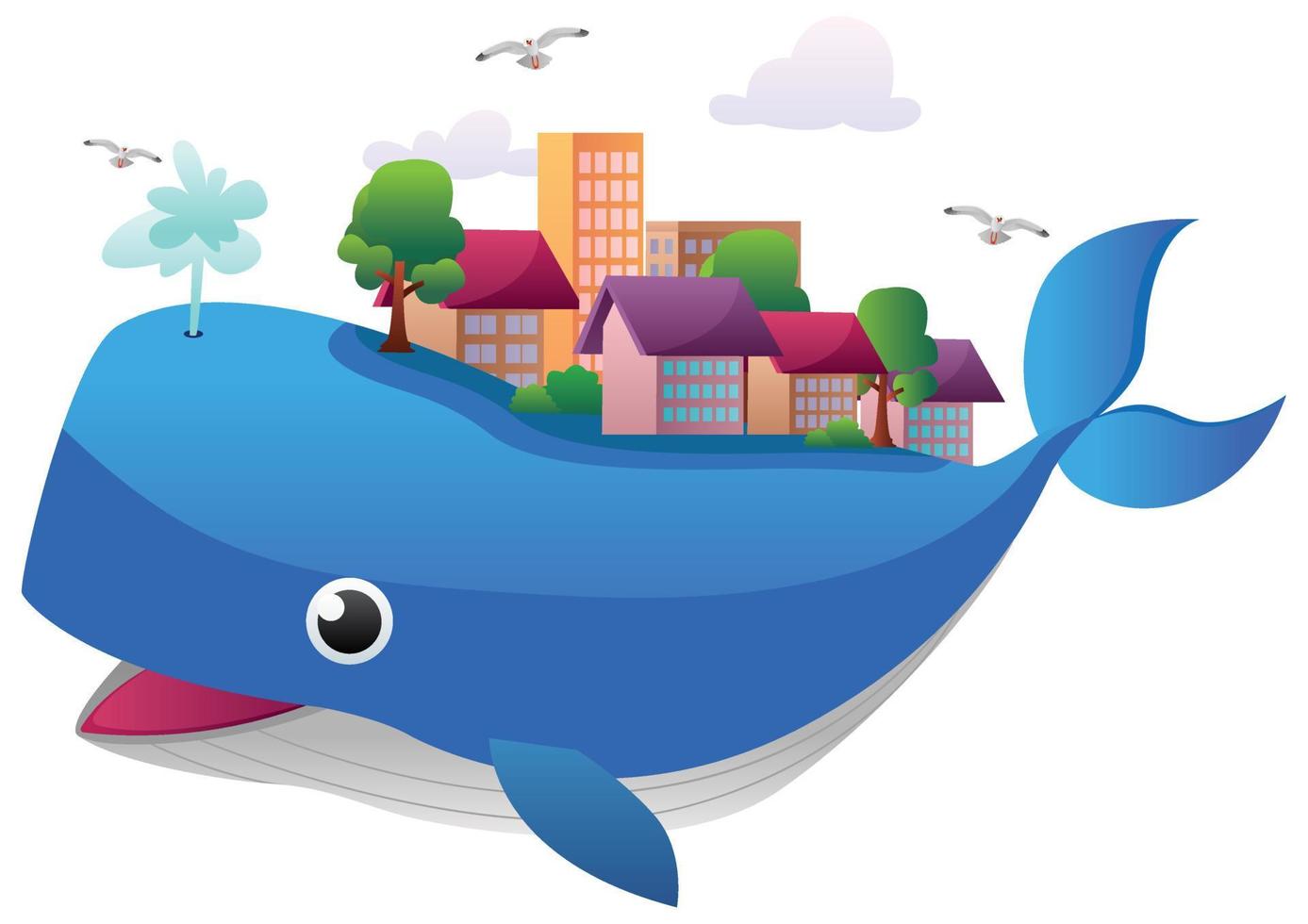 Whale Town on White vector