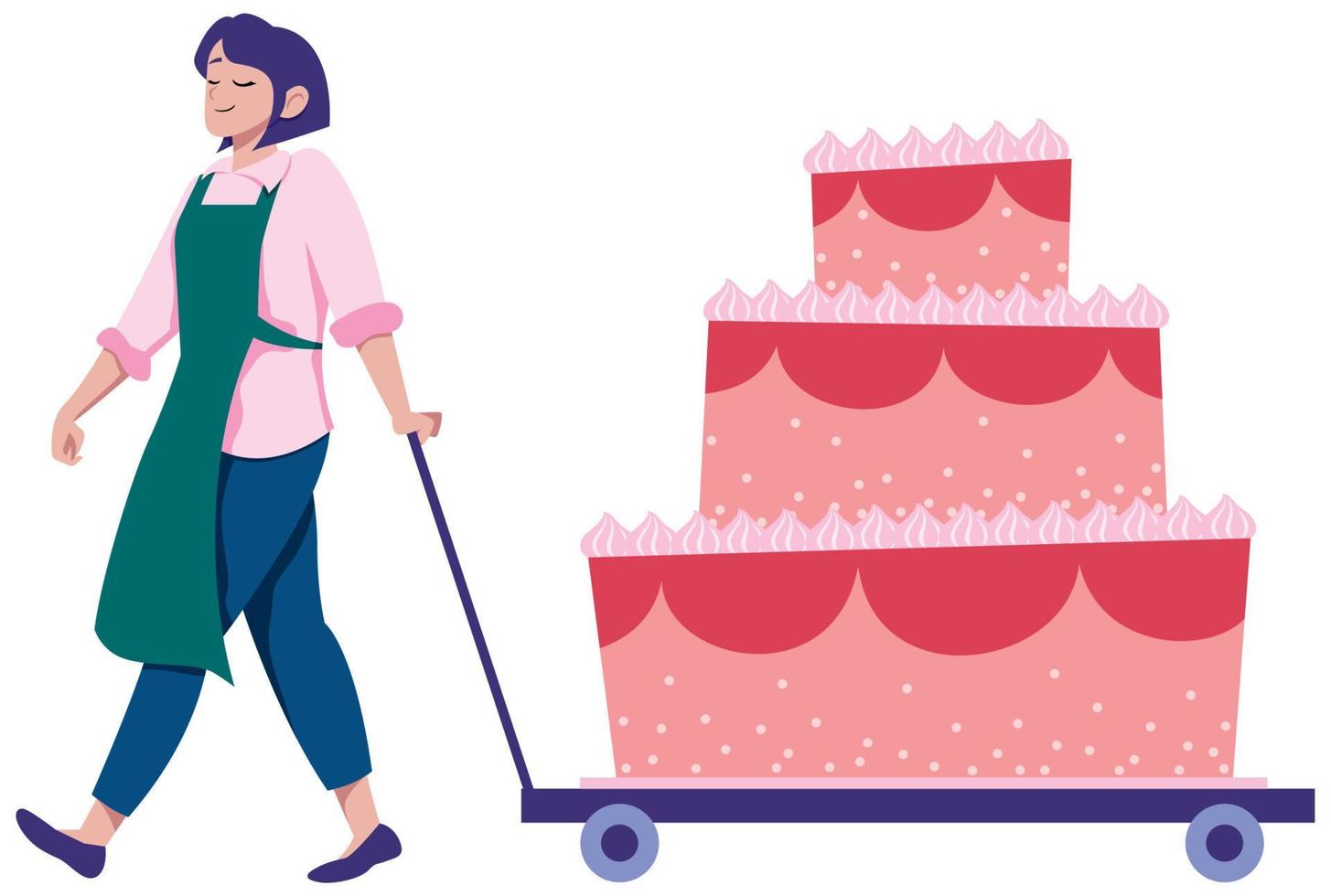 Woman Pulling Cake vector