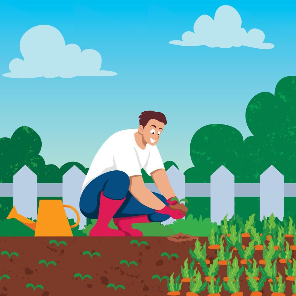 Man Growing Vegetables vector