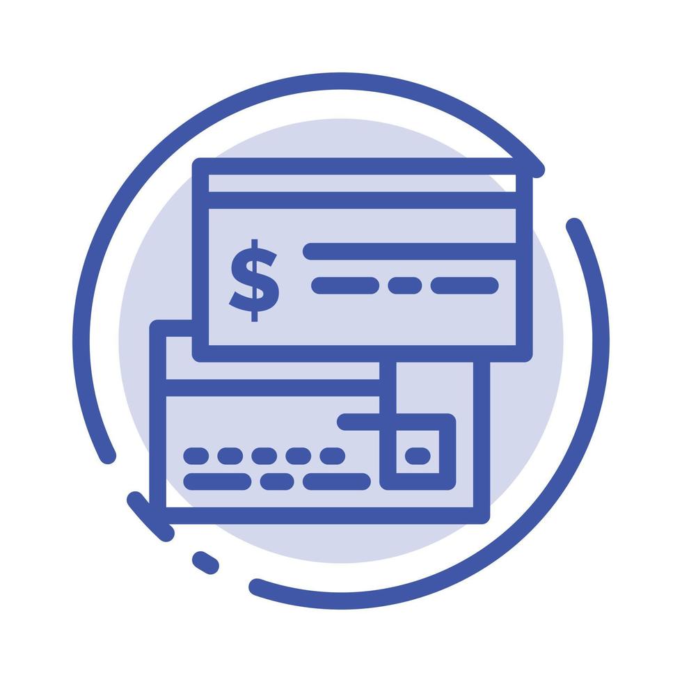 Direct Payment Card Credit Debit Direct Blue Dotted Line Line Icon vector