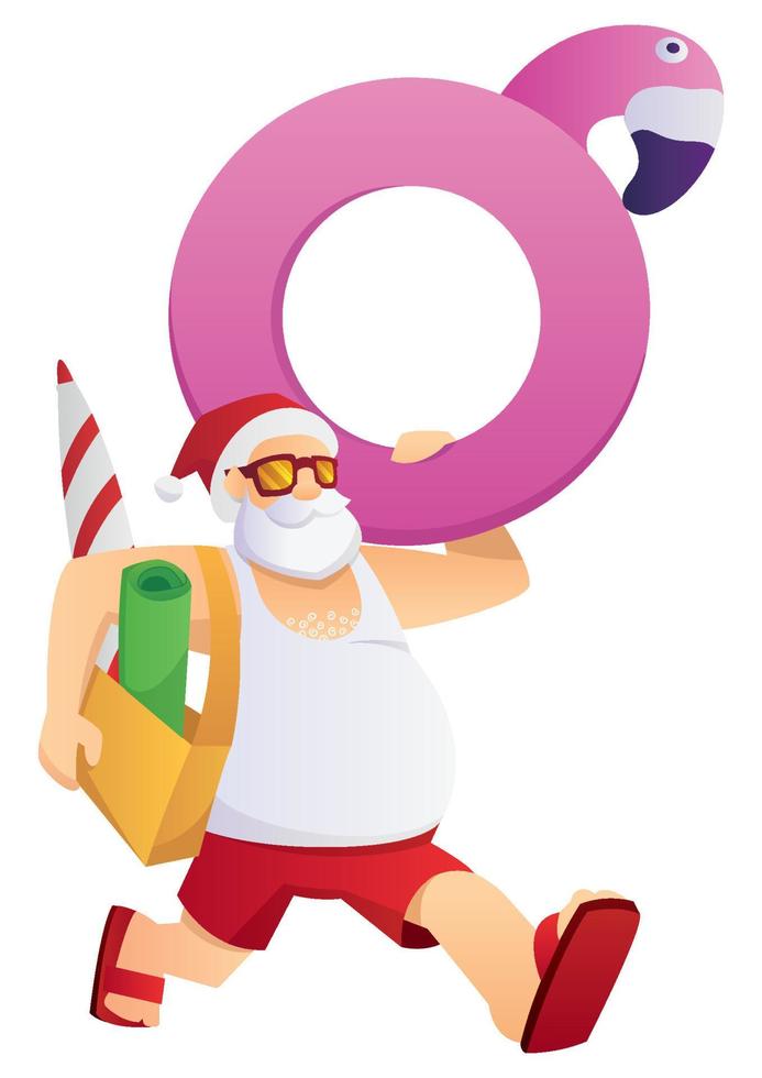 Santa Going To Beach vector