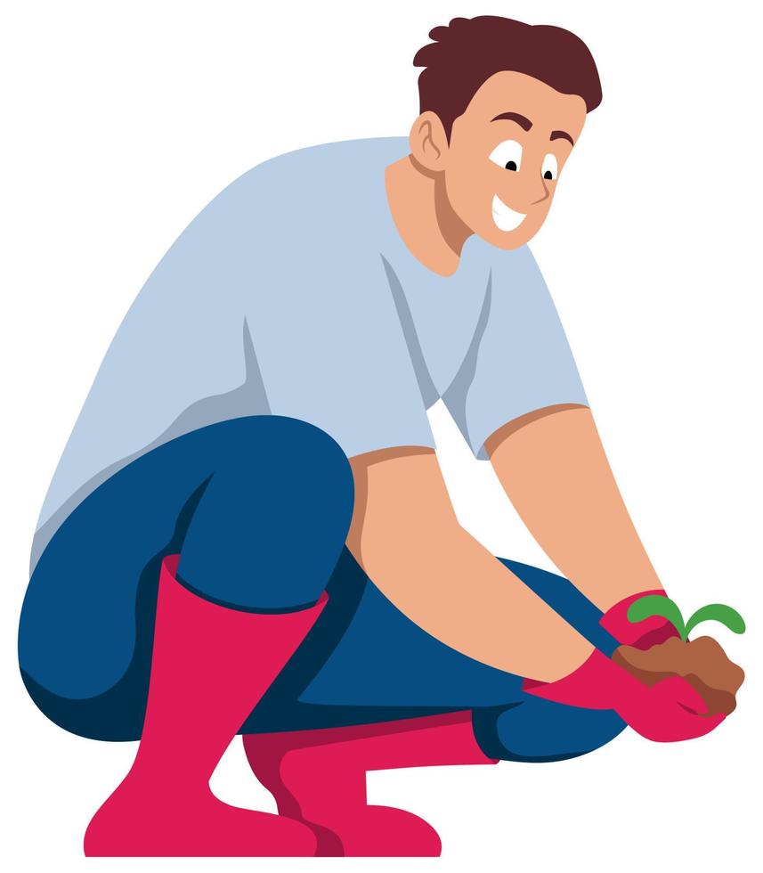 Man Holding Plant vector