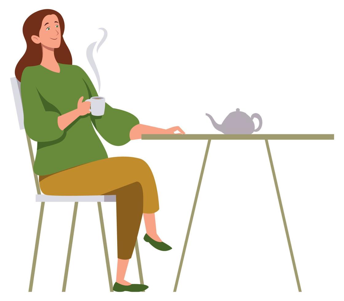 Woman Drinking Tea vector