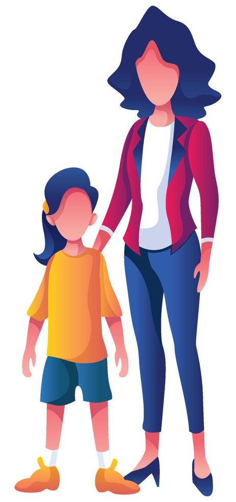 Mother and Daughter on White Background vector
