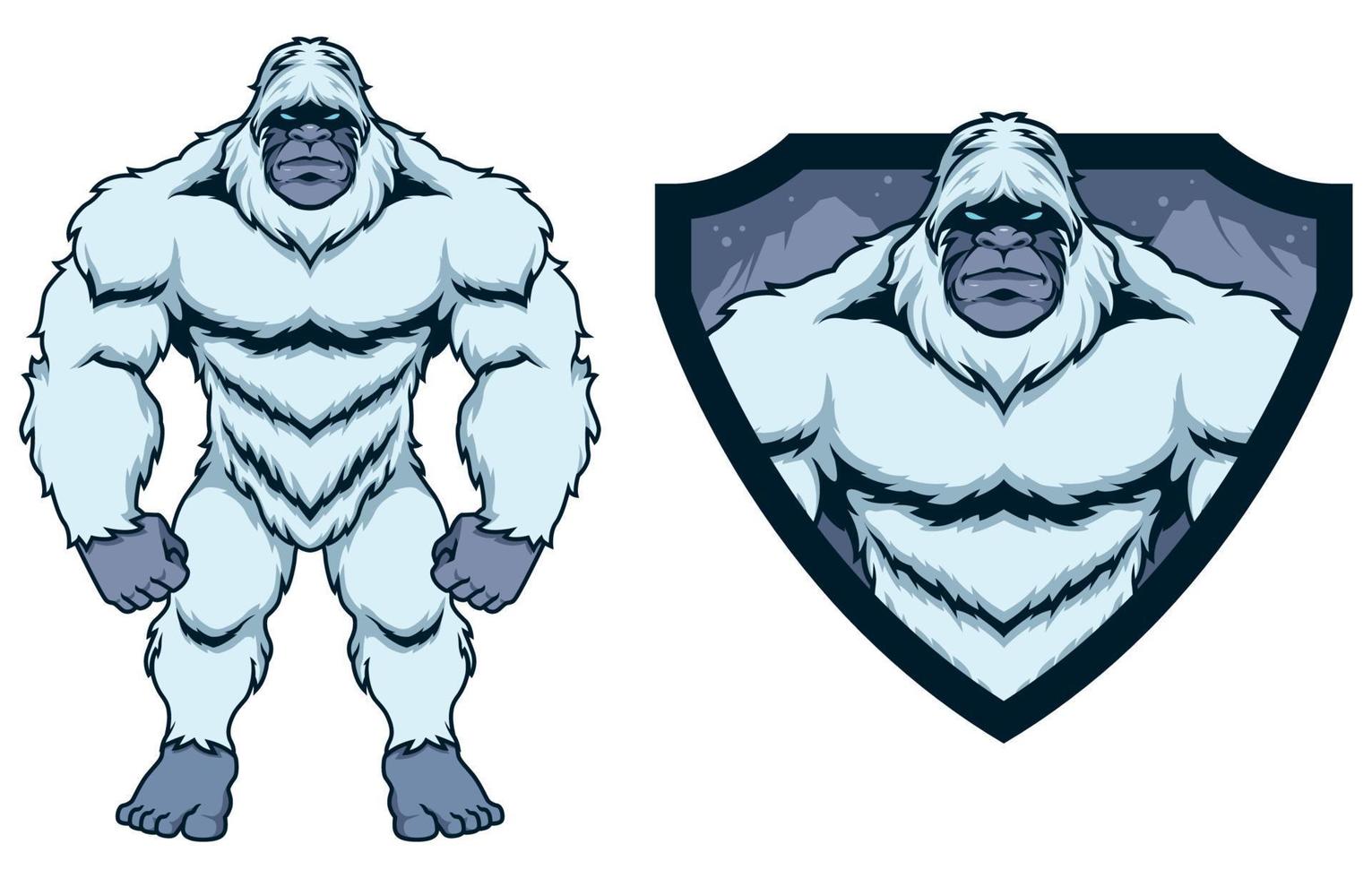 mascota de yeti de pie grande vector