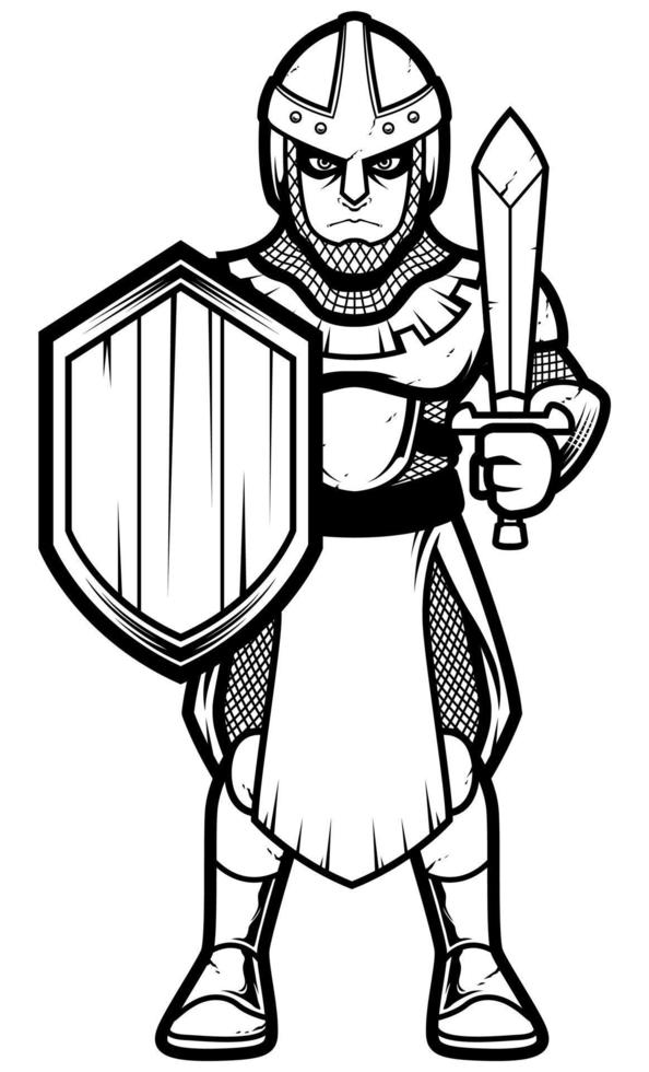 Medieval Soldier Line Art vector