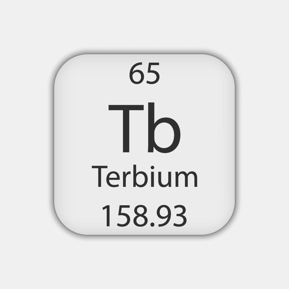 Terbium symbol. Chemical element of the periodic table. Vector illustration.