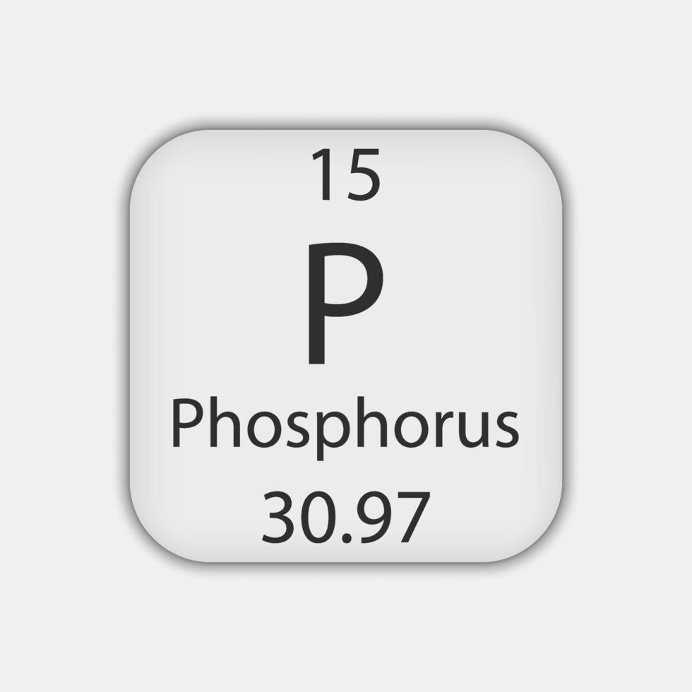 Phosphorus symbol. Chemical element of the periodic table. Vector illustration.