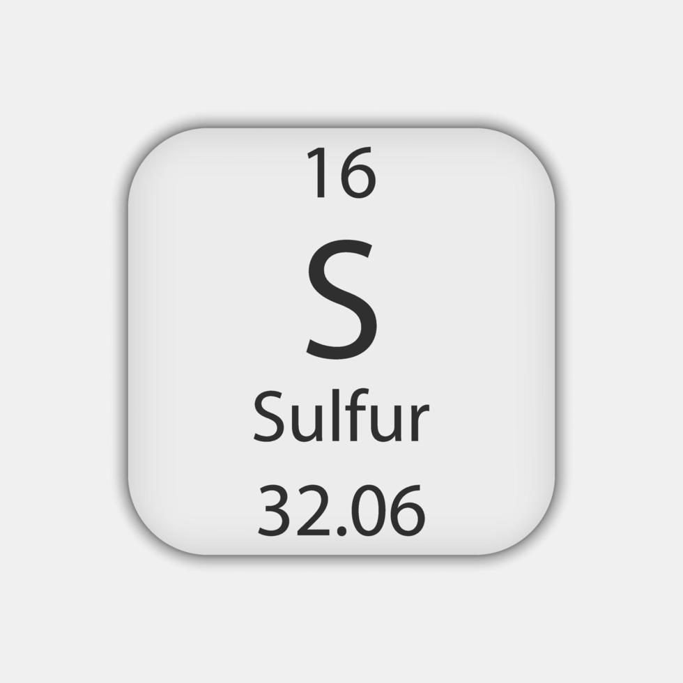 Sulfur symbol. Chemical element of the periodic table. Vector illustration.