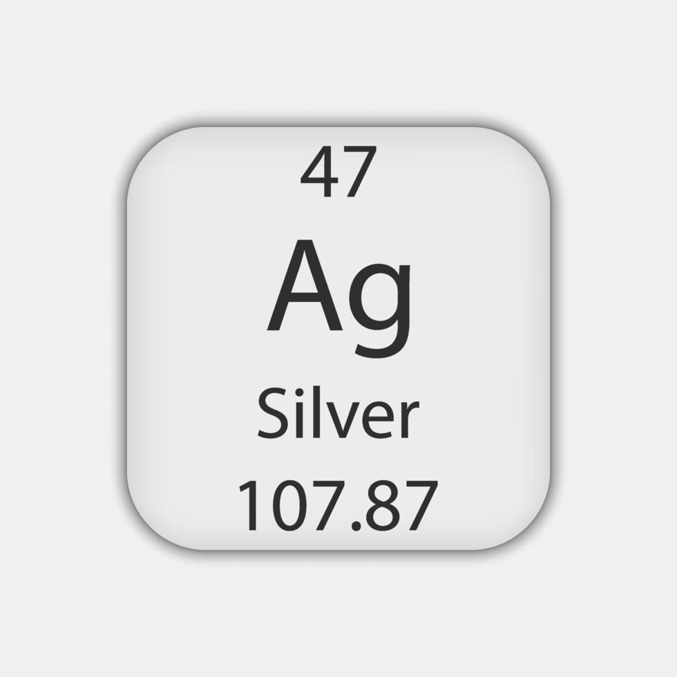 Silver symbol. Chemical element of the periodic table. Vector illustration.