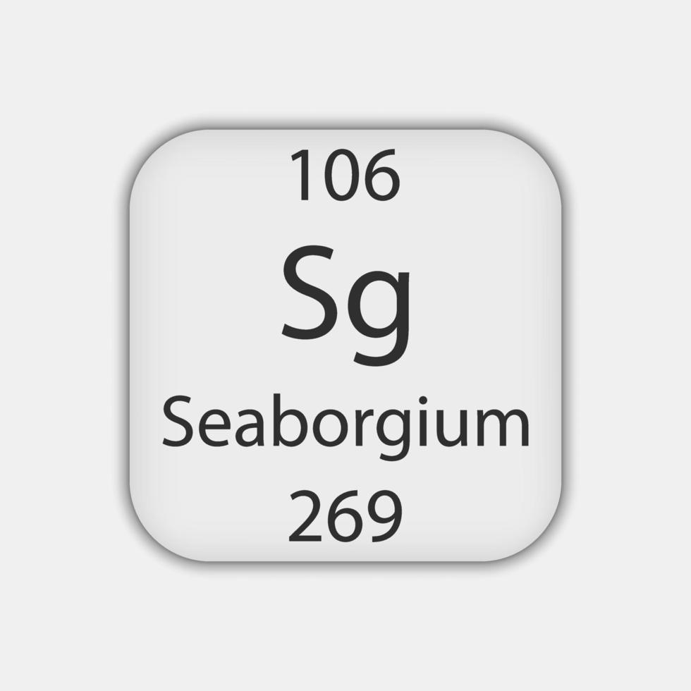 Seaborgium symbol. Chemical element of the periodic table. Vector illustration.