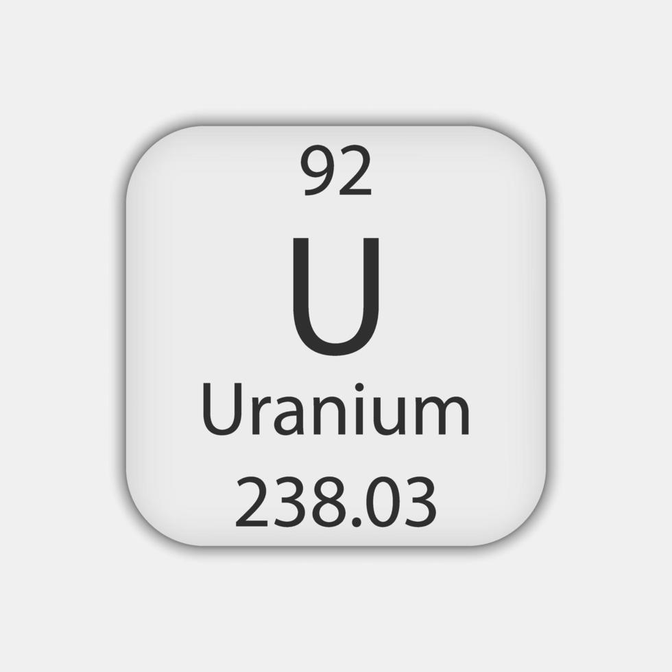 Uranium symbol. Chemical element of the periodic table. Vector illustration.