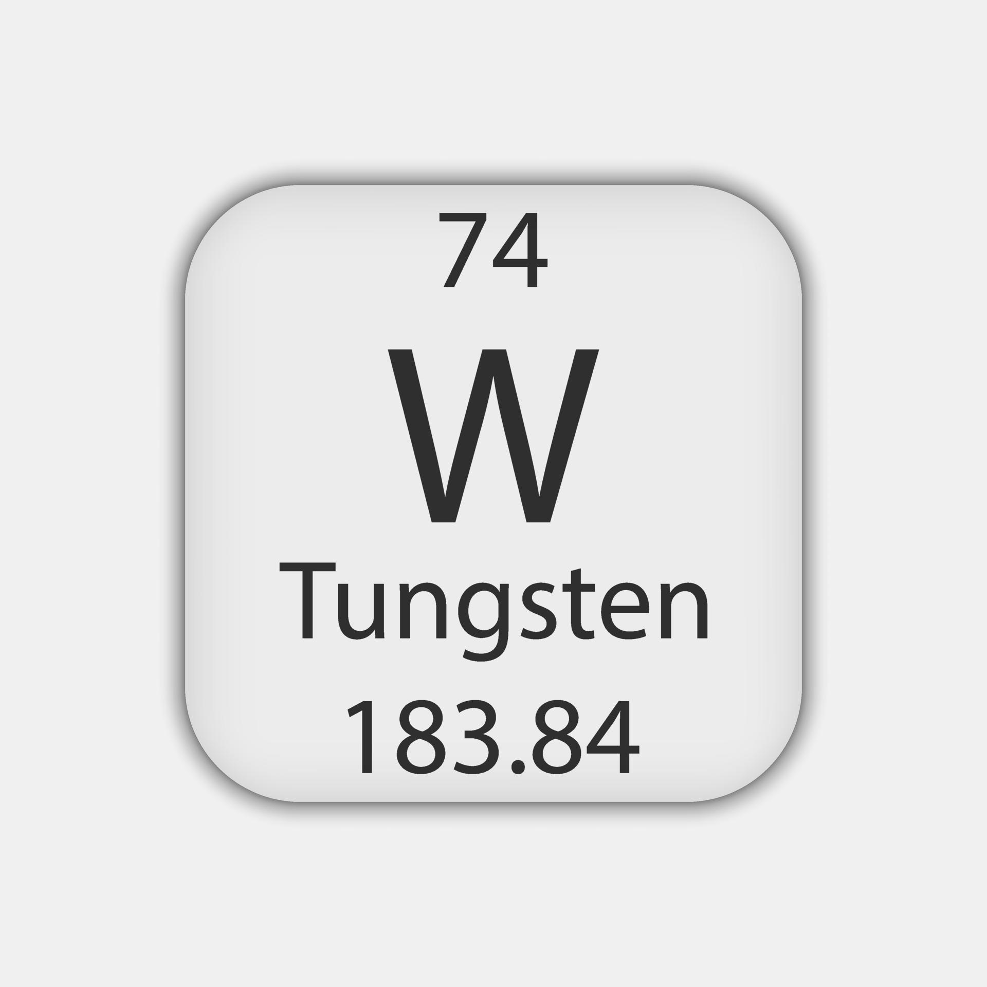 Tungsten symbol. Chemical element of the periodic table. Vector