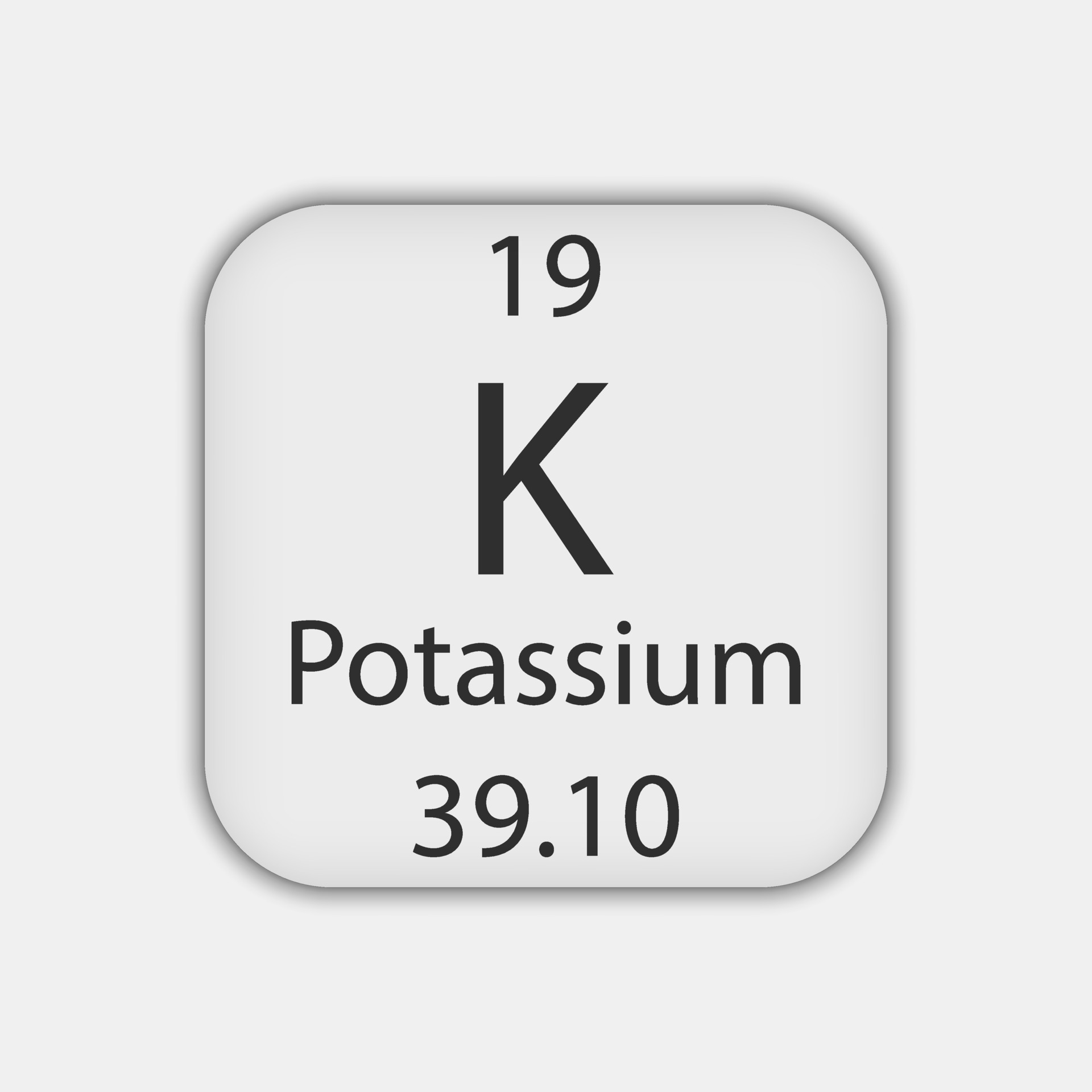 Potassium symbol. Chemical element of the periodic table. Vector
