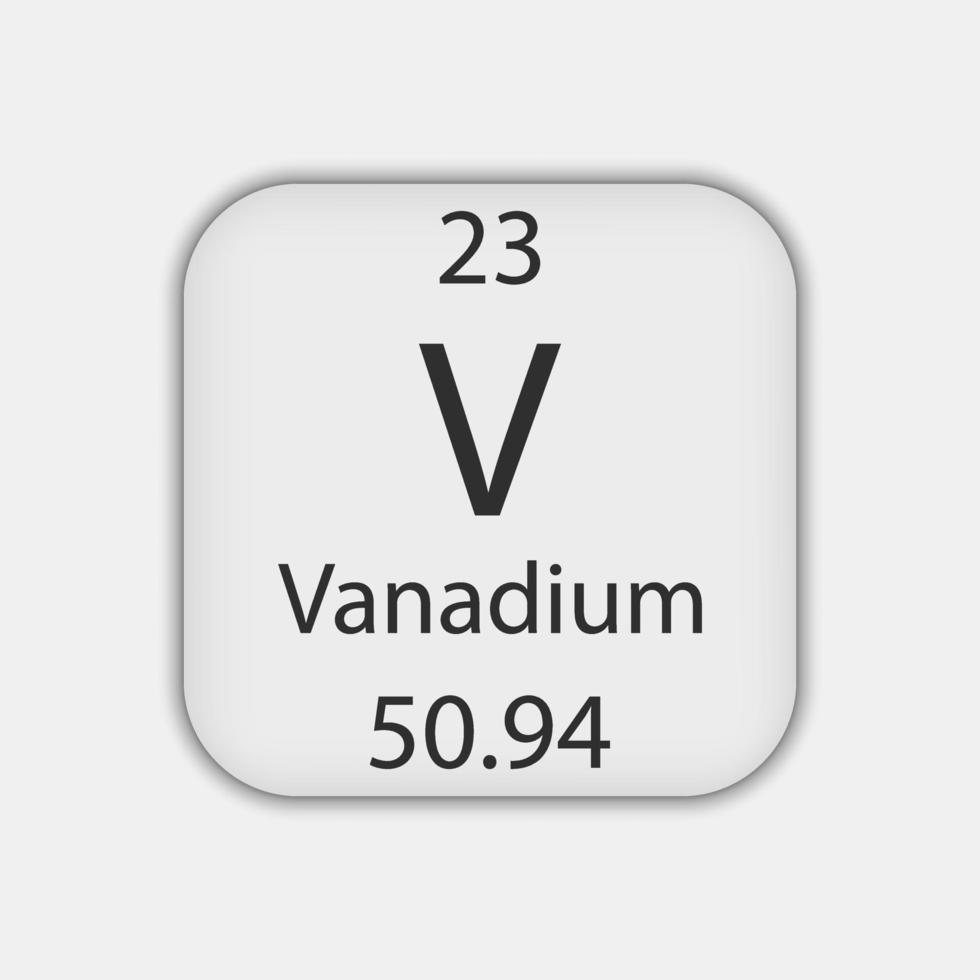 Vanadium symbol. Chemical element of the periodic table. Vector illustration.