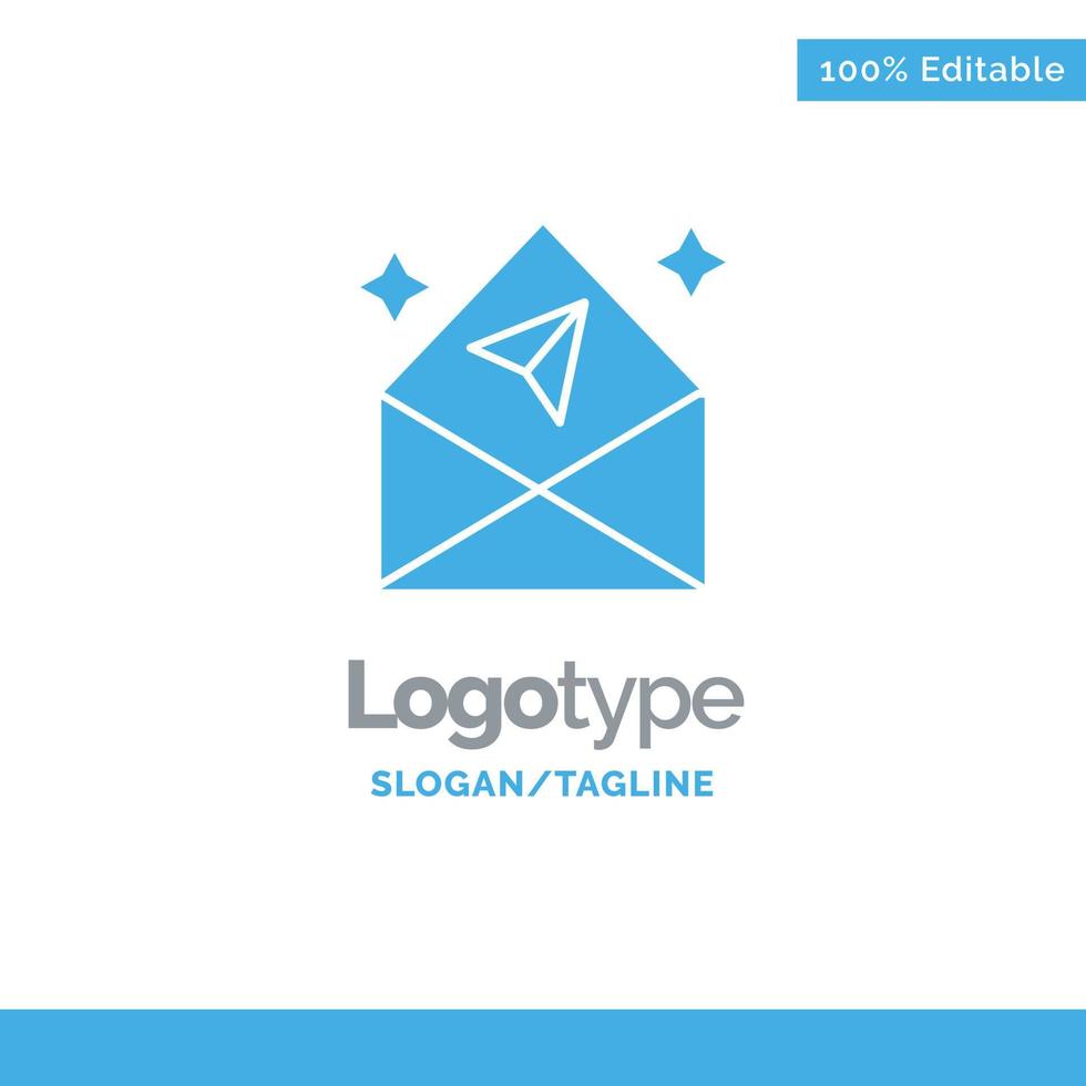 flecha chat correo abierto azul sólido logotipo plantilla lugar para eslogan vector