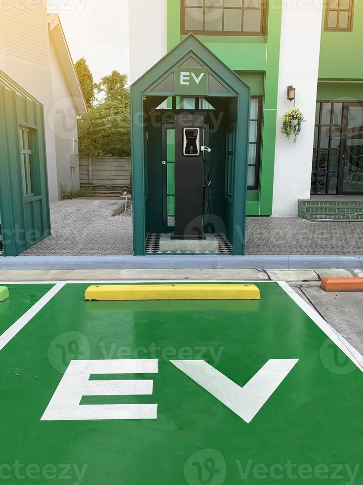 The EV Charging Station acts as an electric charger for electric vehicle batteries. Comparable to gas station There are two types of charging,Normal Charge and Quick Charge. photo