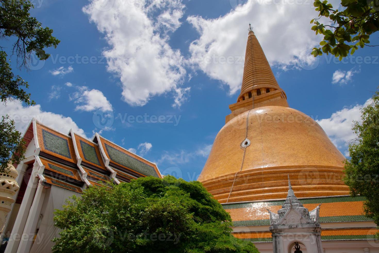 Famous old pagoda and temple in Thailand,architecture of ancient buddha,destination landmark tourist of vacation,local language called Wat. photo