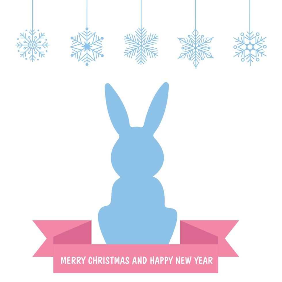 2023 year of the rabbit. Cute Christmas Bunny. Symbol of the Chinese New Year. Vector illustration isolated on white background