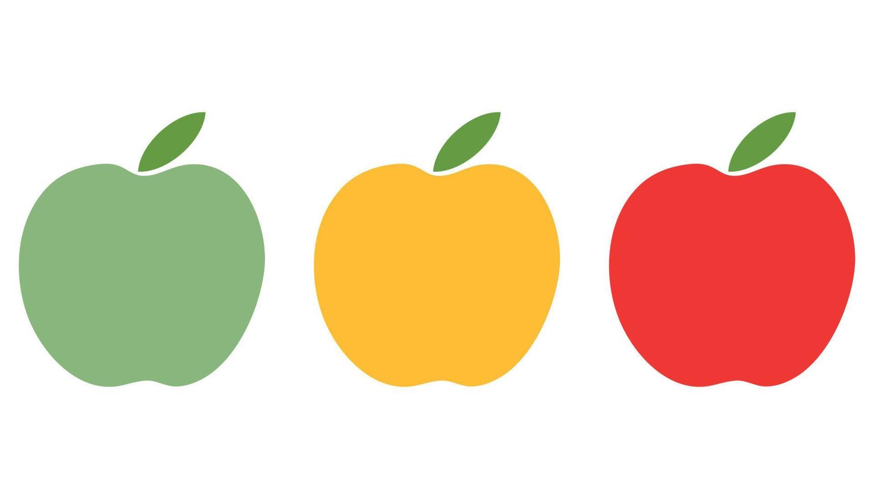 un conjunto de manzanas coloridas en un estilo plano. icono de manzana sobre un fondo blanco. vector