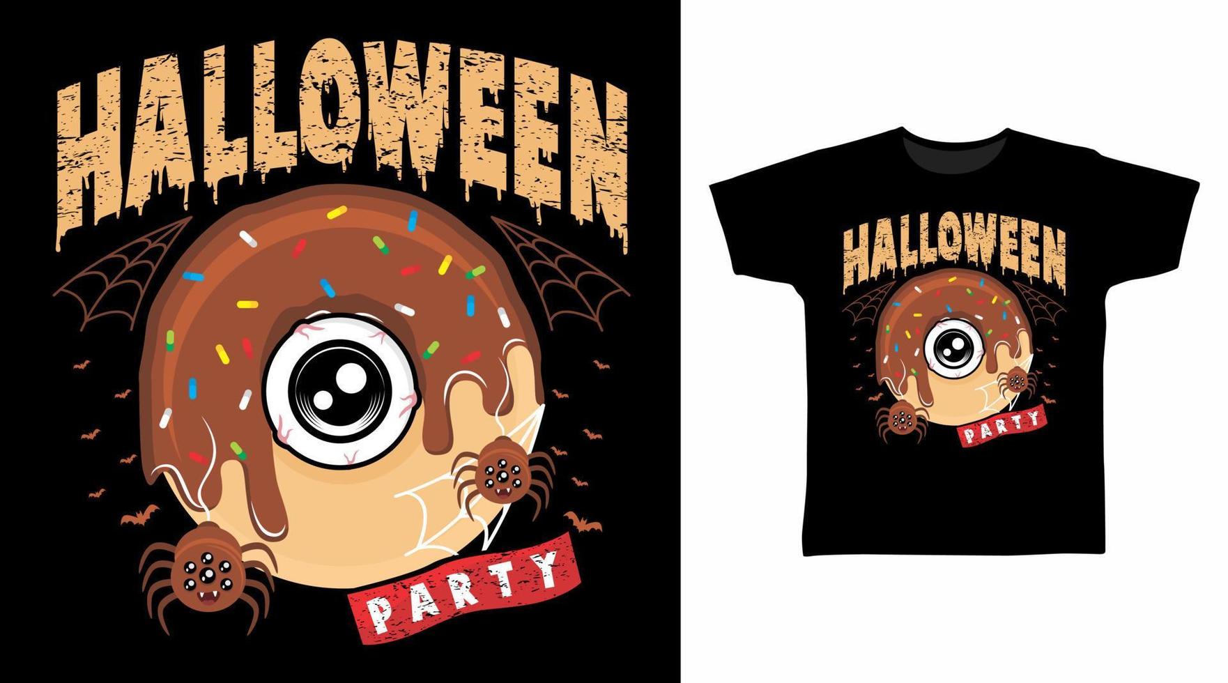 Donut eye halloween party t shirt design vector