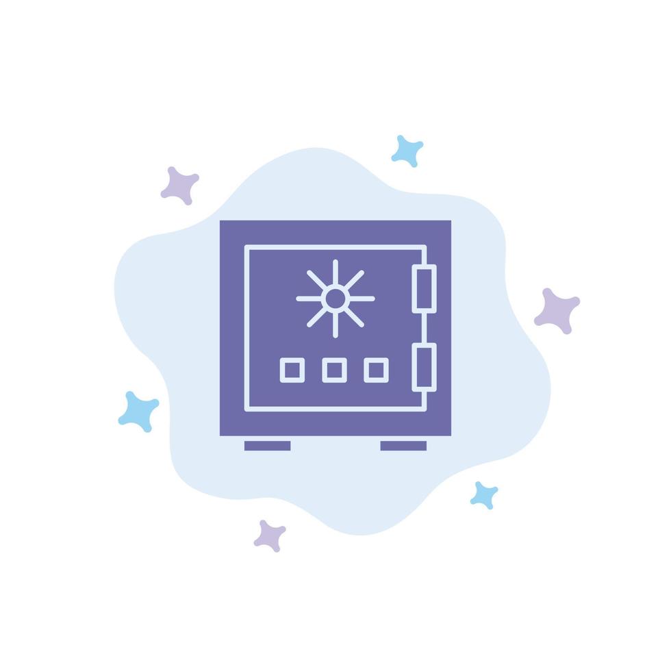 Lock Box Deposit Protection Safe Safety Security Blue Icon on Abstract Cloud Background vector