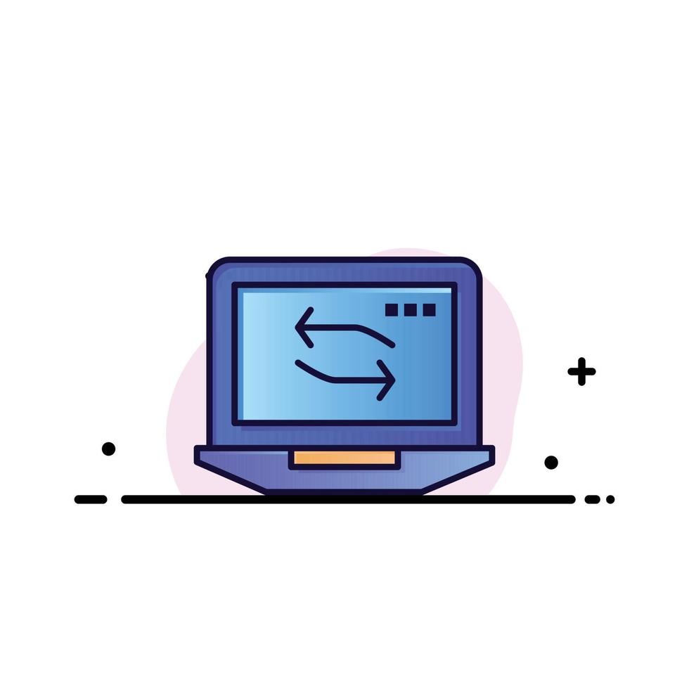 Computer Network Laptop Hardware  Business Flat Line Filled Icon Vector Banner Template