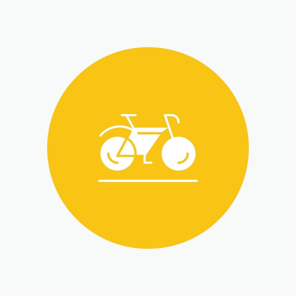 bicicleta movimiento caminar deporte blanco glifo icono vector
