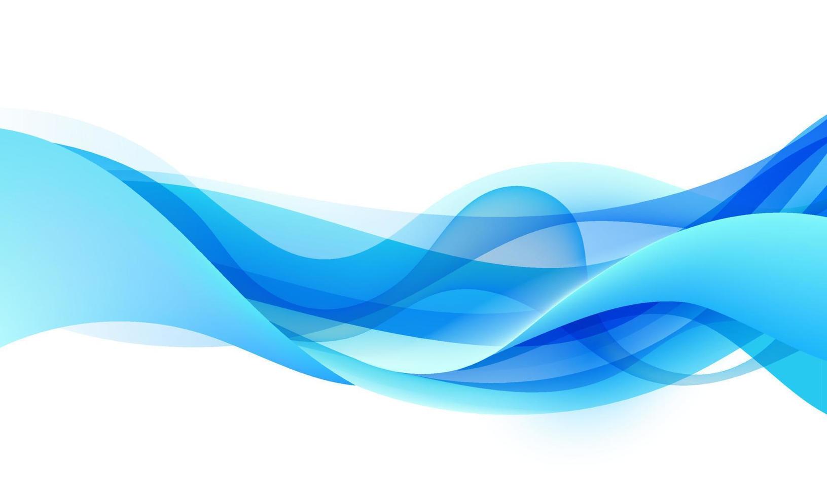 Vector wavy abstract geometric background, blue flow hoizontal banner. Trendy gradient shapes composition.